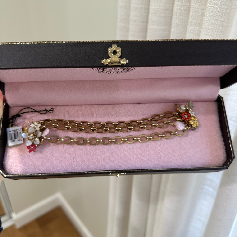Juicy Couture Vintage Metal Bracelet with Enamel Flowers